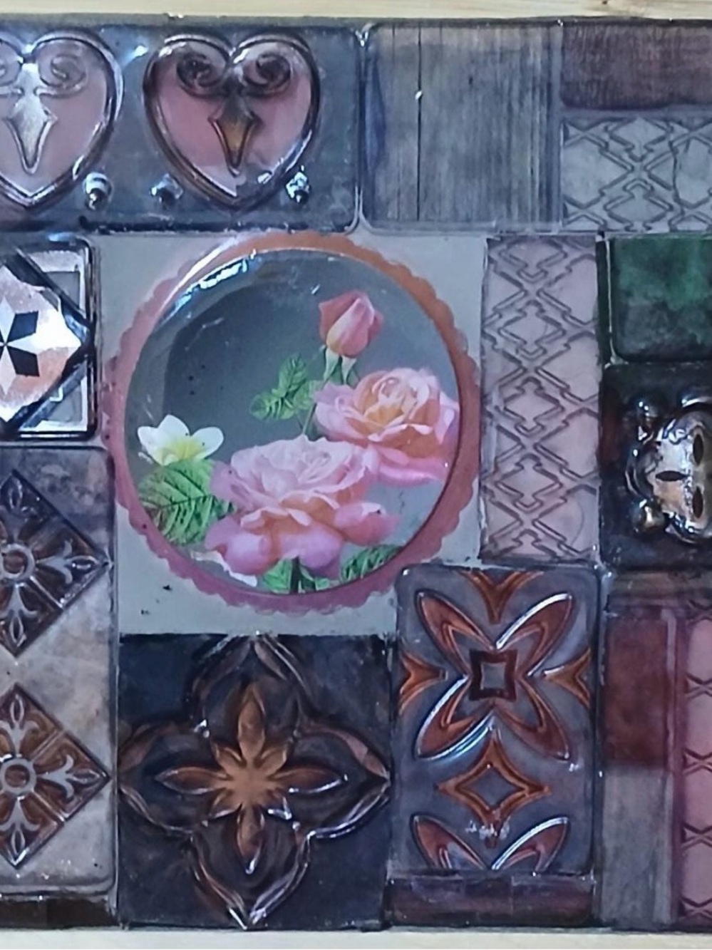 Handmade Decorative Pink Rose Ceramic Wall Art Tile Panel - Unbranded